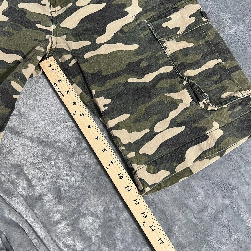True Religion Camo Cargo Shorts Mens 30 Olive Green Military Flap Pocket 12''
